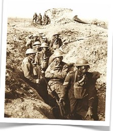 WWI troops waiting in trench