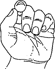 drawing of fist with finger pointing to the Self