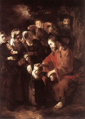 Jesus blessing a child, by Nicolaas Maes