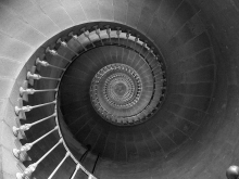 Spiraling descending stairs