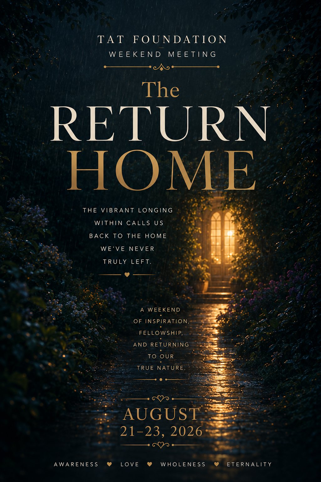 August TAT Retreat:The Return Home. Friday August 21st - Sunday August 23rd 2026